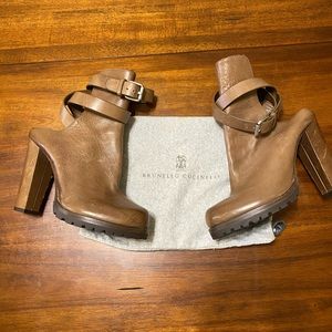 Brunello Cucunelli Shearling Ankle Strap Boot
